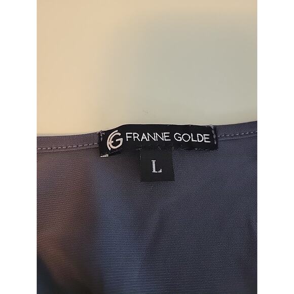 Franne Golde Gray LS V Neck Tunic Top Women's Large Stretch USA Made - Picture 11 of 12